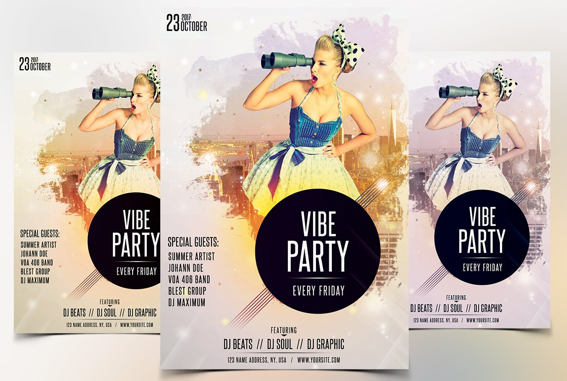 Vibe Party - PSD Flyer Template cover image.