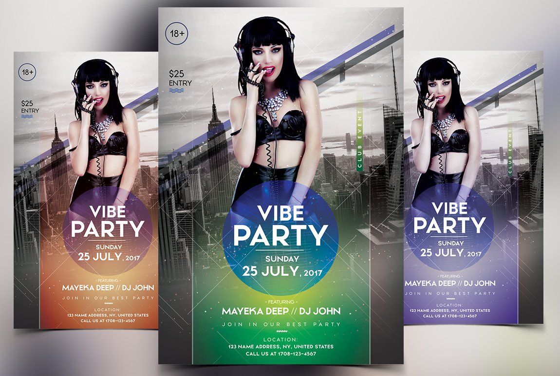 Vibe Party - PSD Flyer Template cover image.