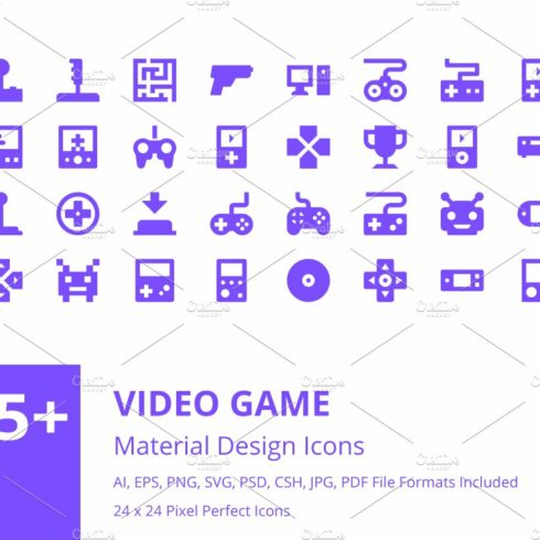 125+ Video Game Material Design Icon cover image.