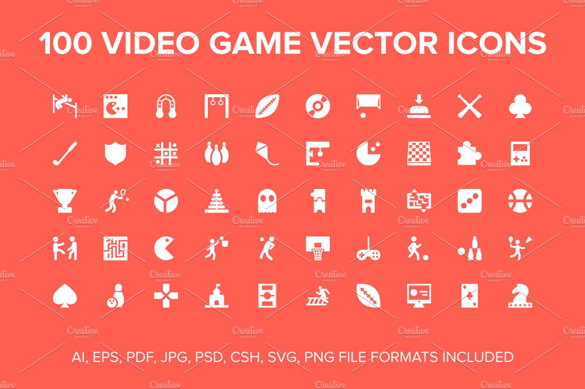 100 Video Game Vector Icons cover image.