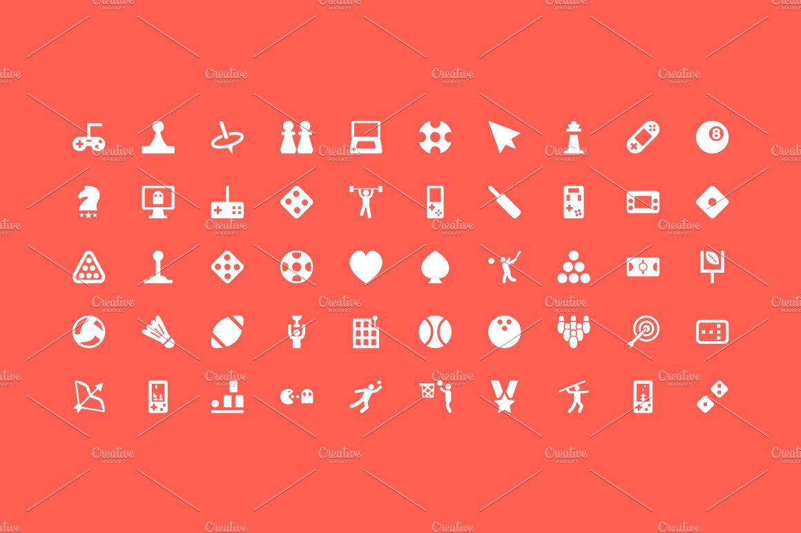 100 Video Game Vector Icons preview image.