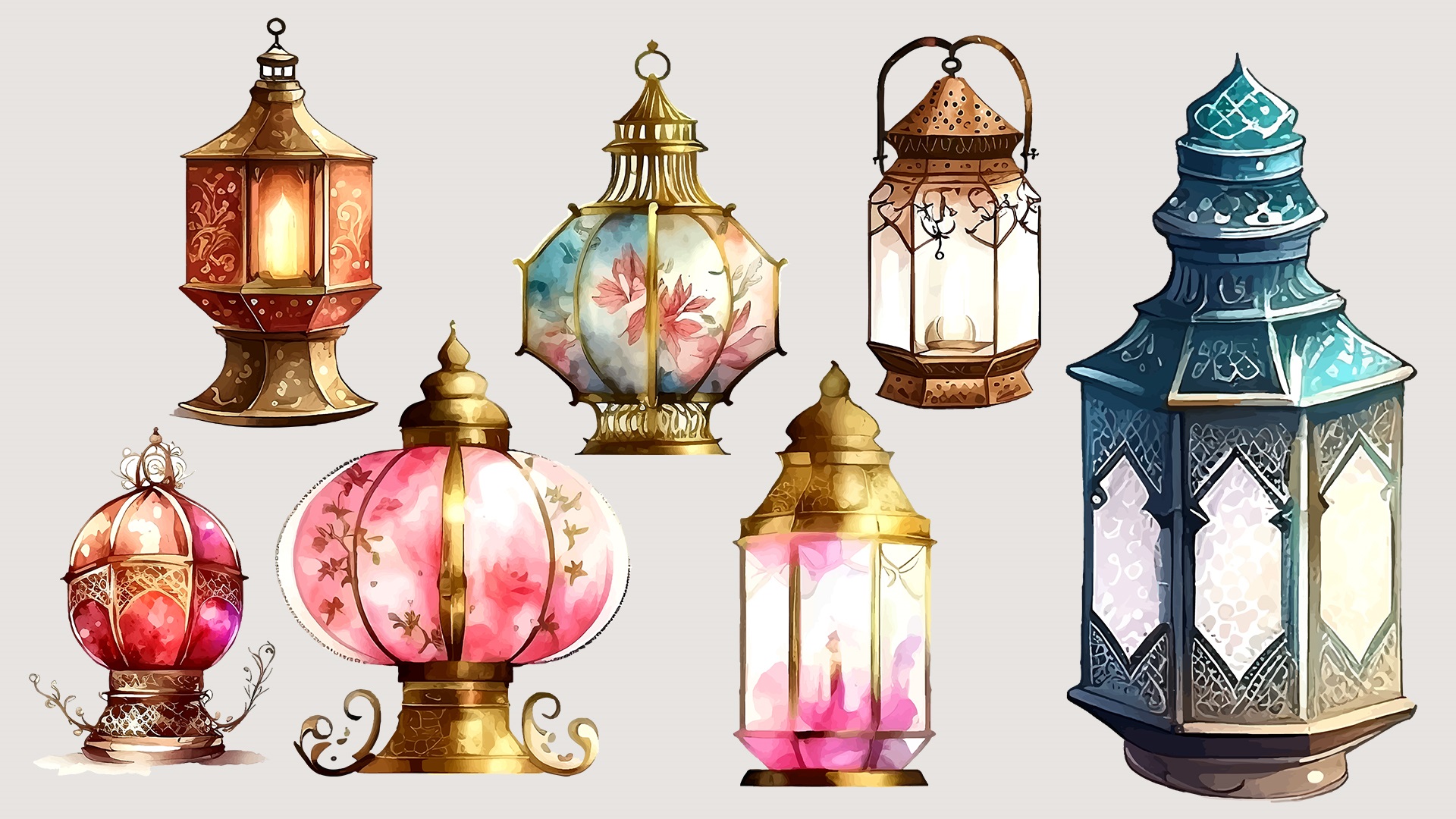 Bunch of different types of lanterns.
