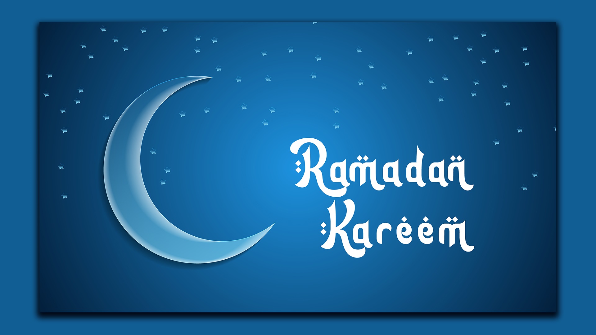 Rama kareem greeting card with crescent and stars.