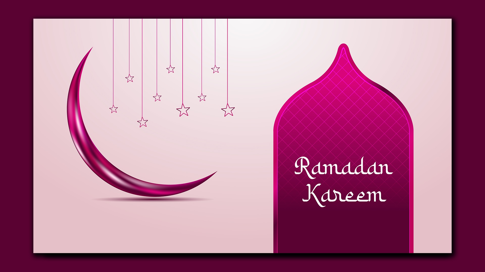Rama kareem greeting card with a crescent and stars.