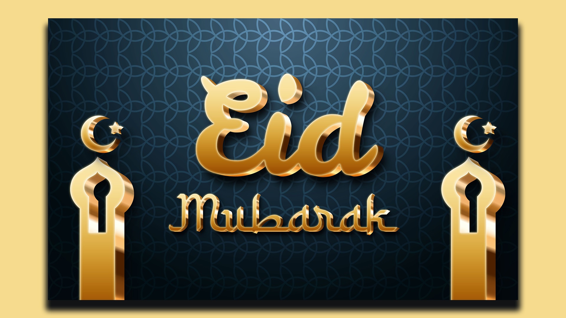 Eid mubarak with arabic calligraphy.