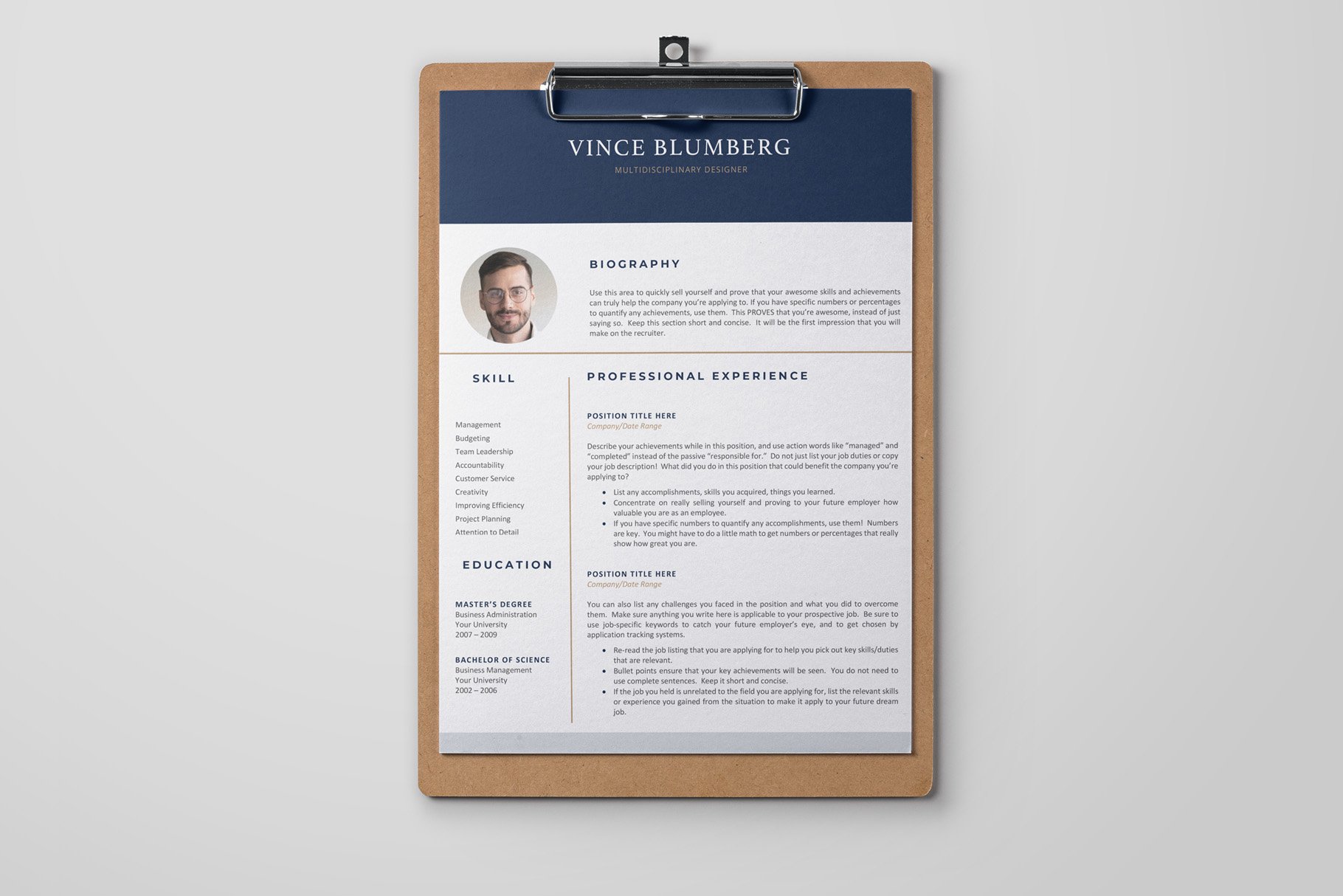 4 Page Resume/CV Template - Vince preview image.