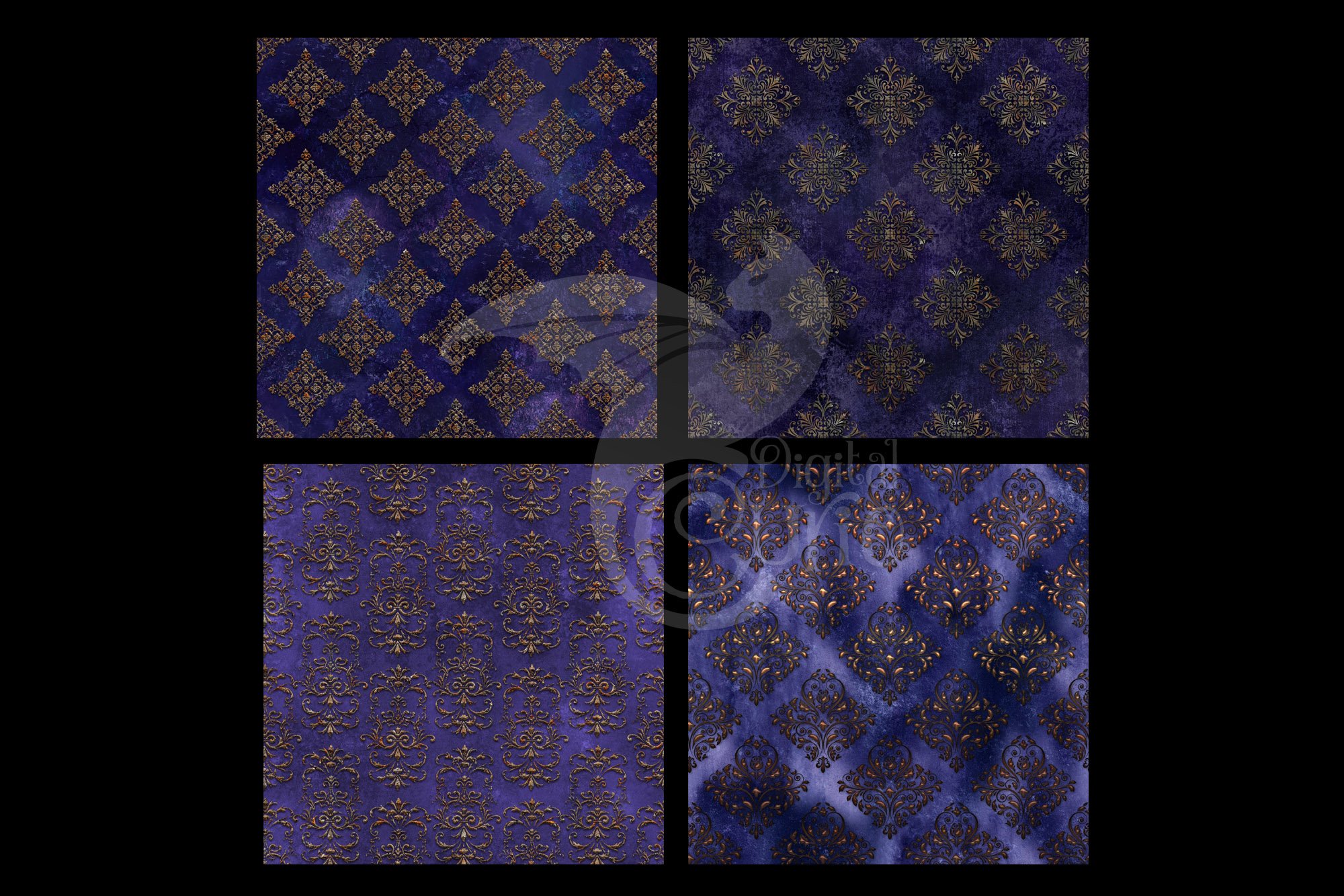 violet and rust damask digital paper preview 6 105