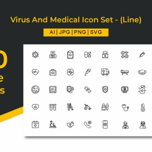 Virus and Medical Line Icon Set cover image.
