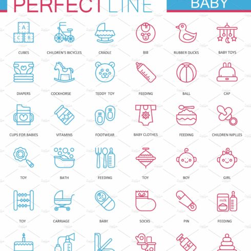 Baby care web icons set. cover image.