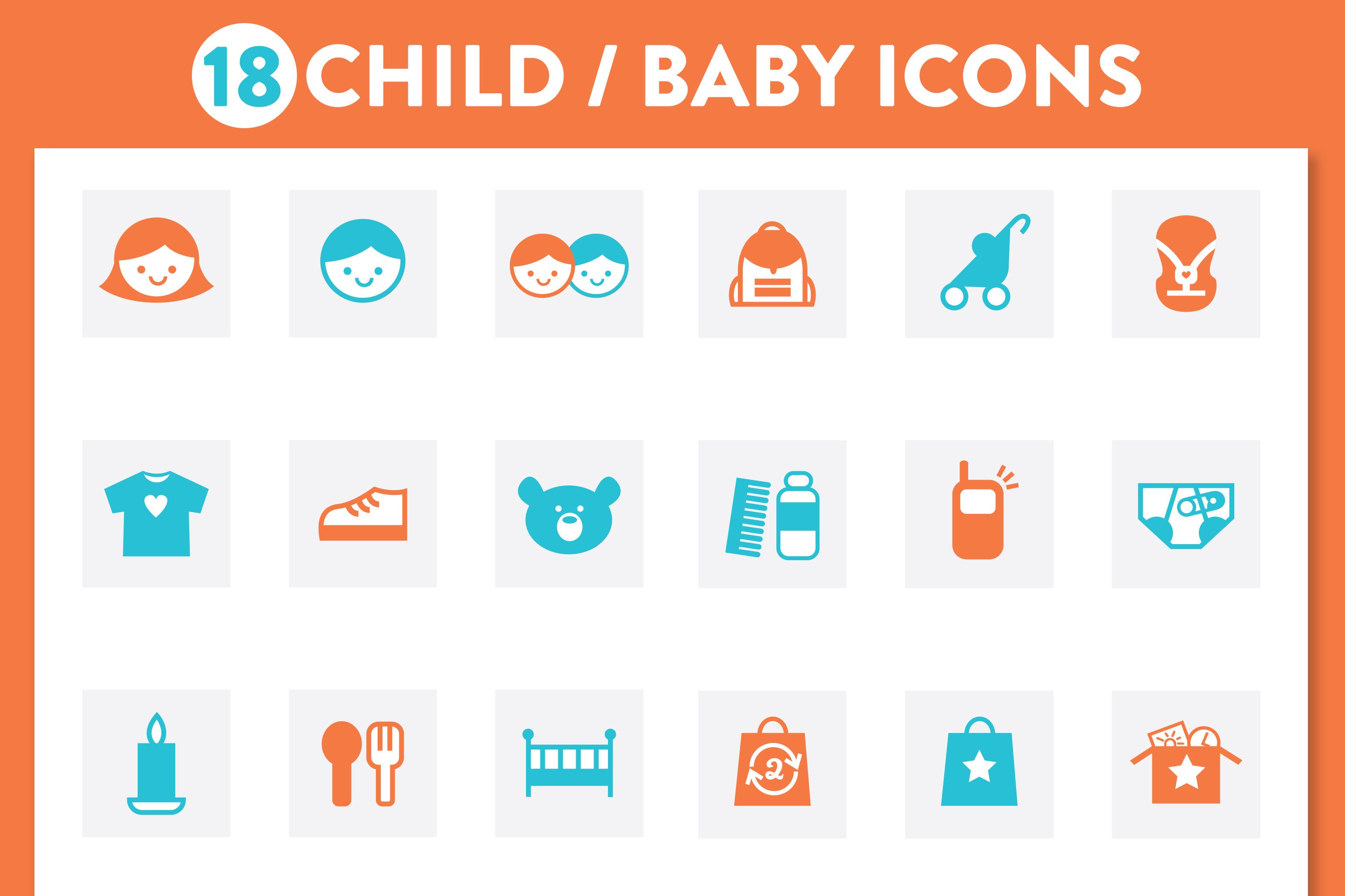 BABY CHILD KIDS ICON SET cover image.