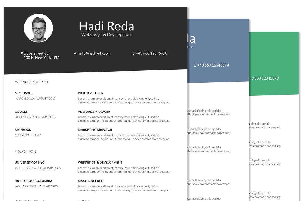 A4 Curriculum Vitae Resume Template preview image.