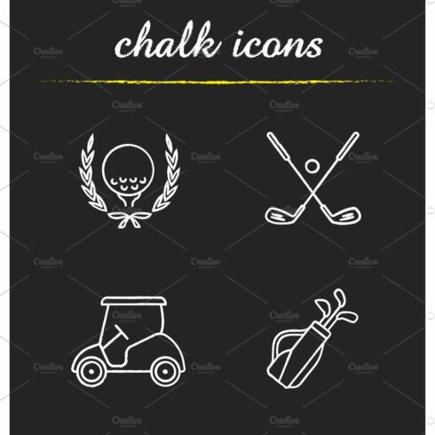Golf championship chalk icons set cover image.