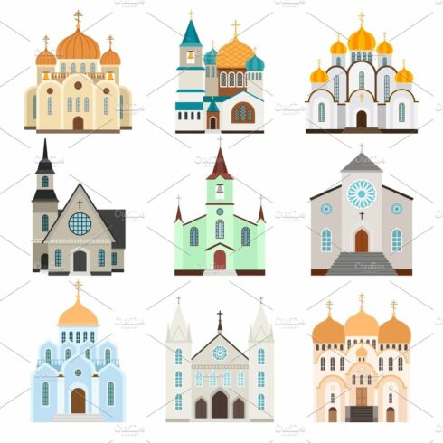 Christian sanctuary building icons cover image.