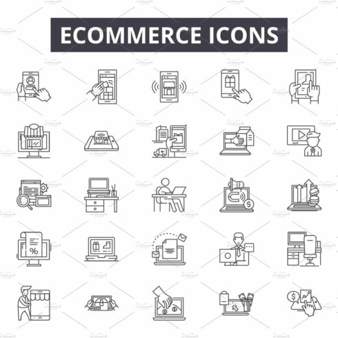 Ecommerce line icons, signs set cover image.