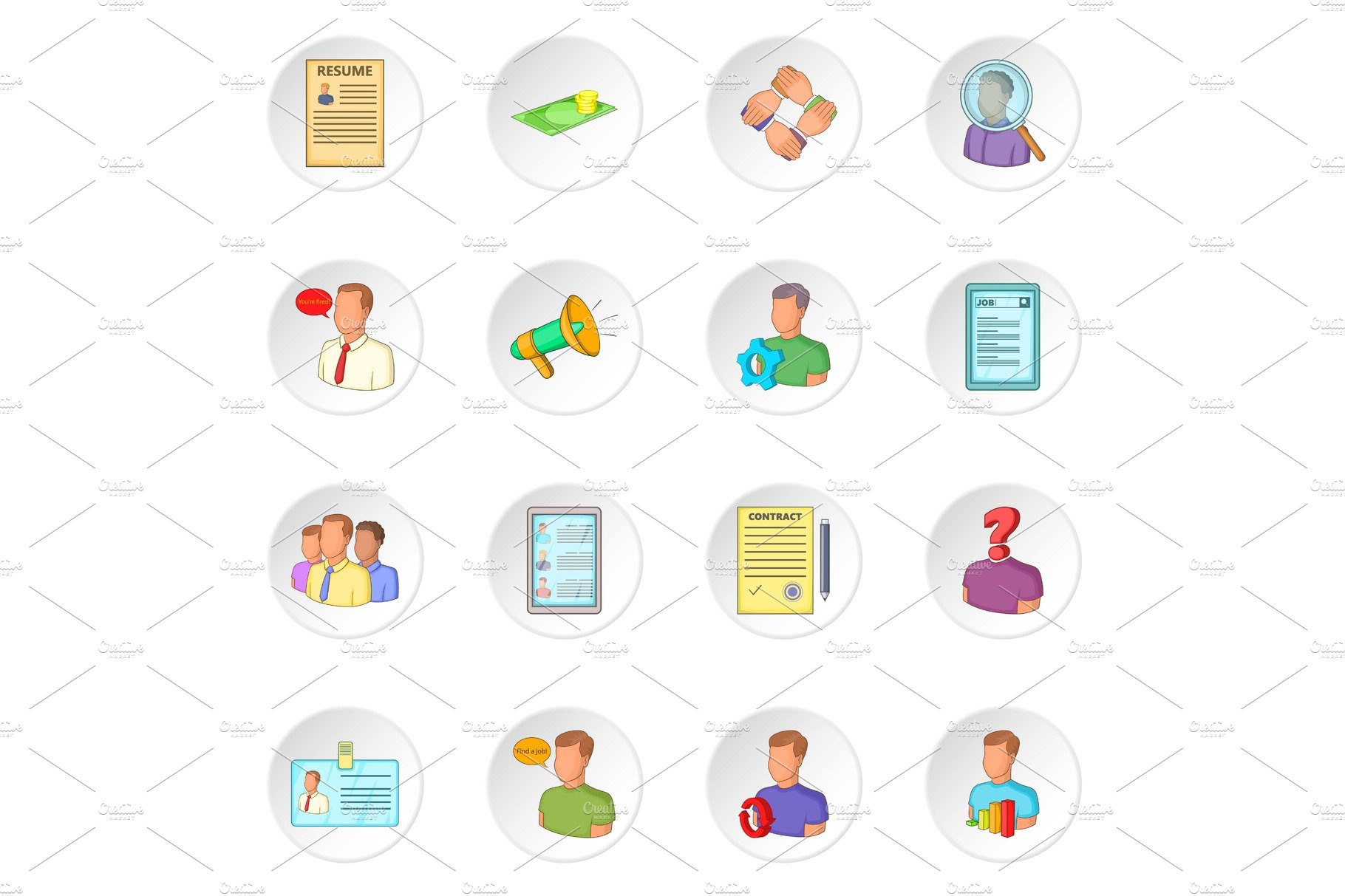 Human resources icons set cover image.