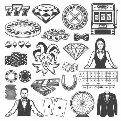Casino gambling game icons cover image.