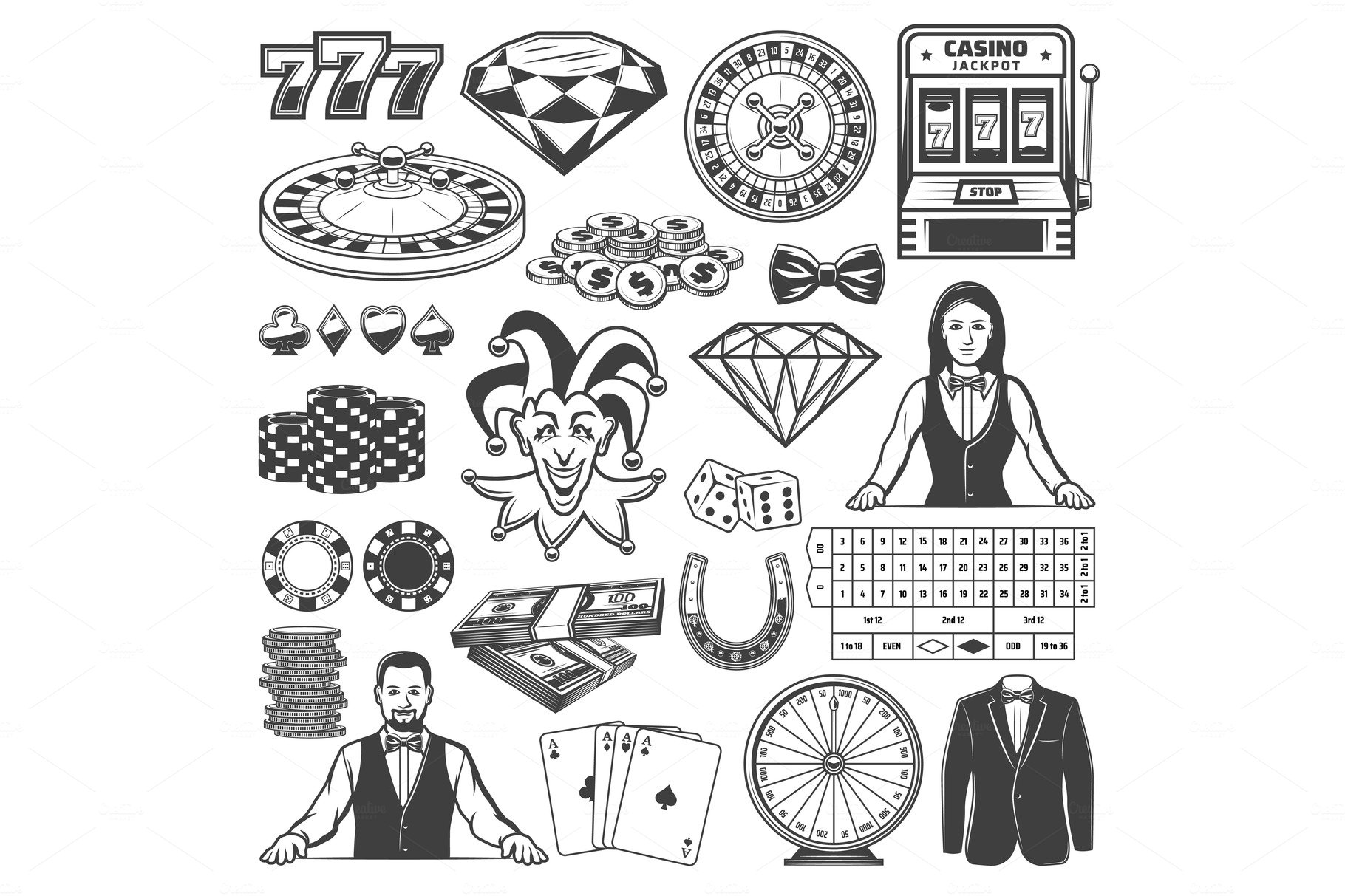 Casino gambling game icons cover image.