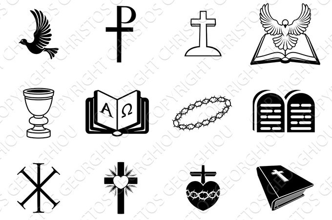 Christian religious signs and symbols cover image.