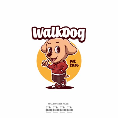 Walk Dog Creative Cartoon Logo cover image.