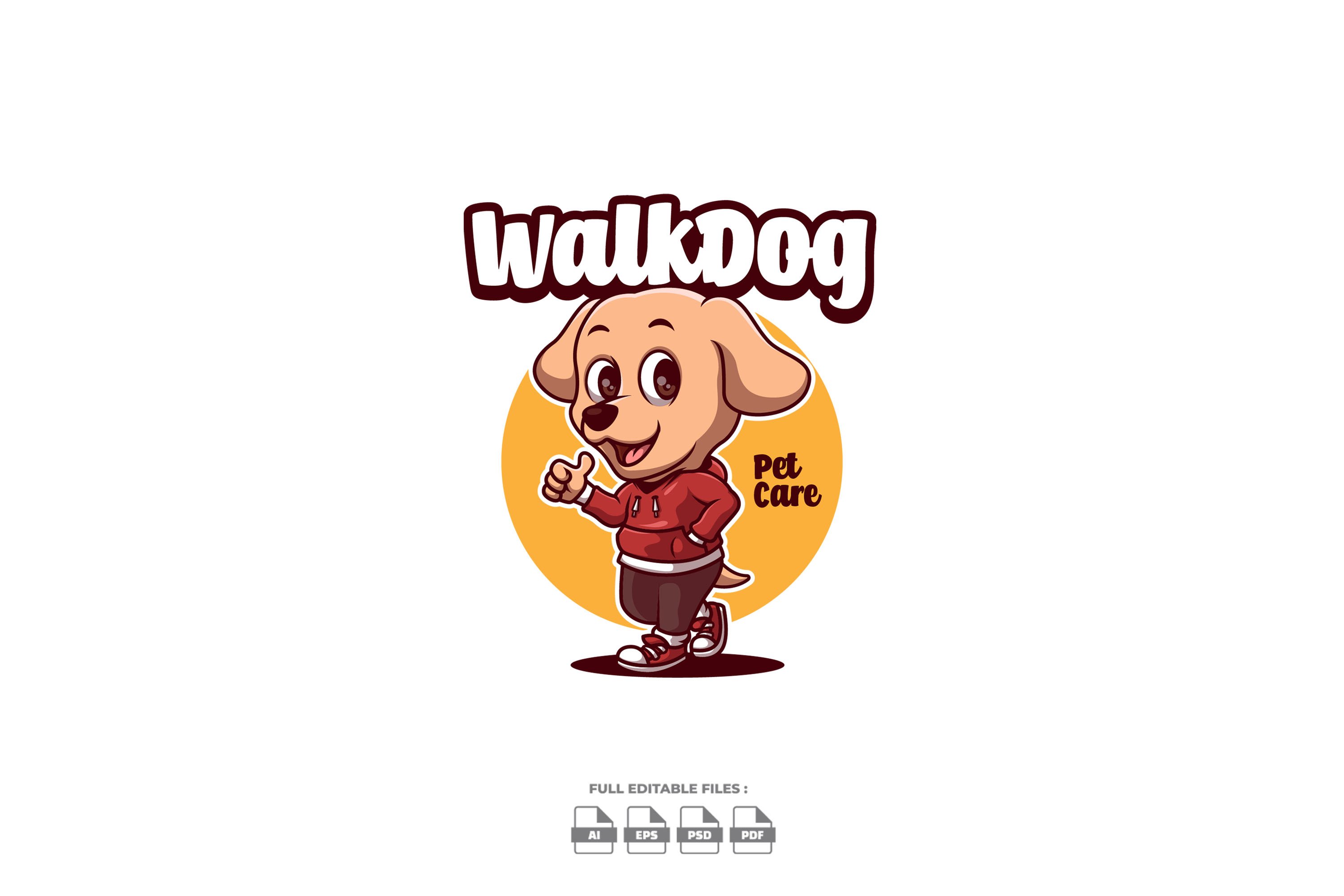 Walk Dog Creative Cartoon Logo cover image.