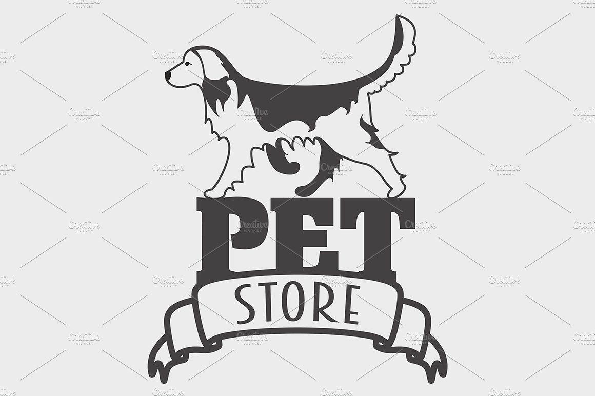 Set of pet shop, dog walker logos preview image.