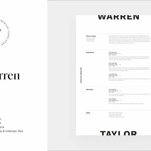 Warren | CV / resume template cover image.