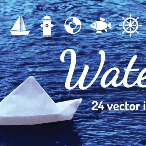 WATER - vector icons cover image.