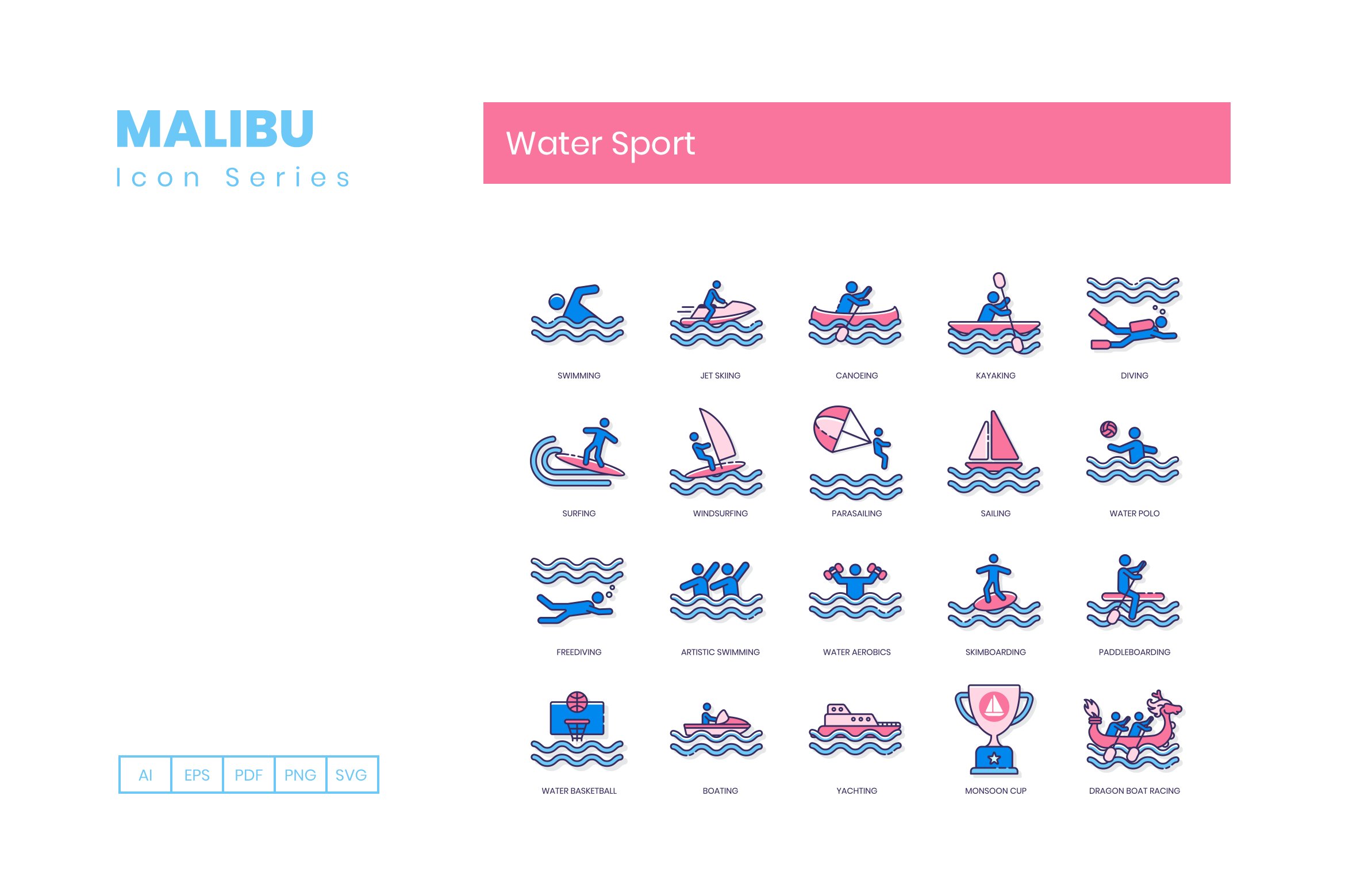 65 Water Sports Icons - Malibu preview image.