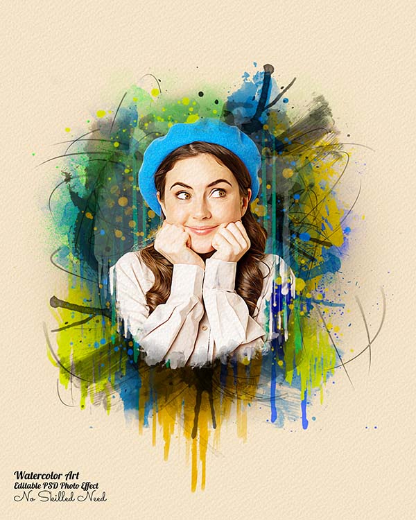 Painting of a girl with a blue hat.