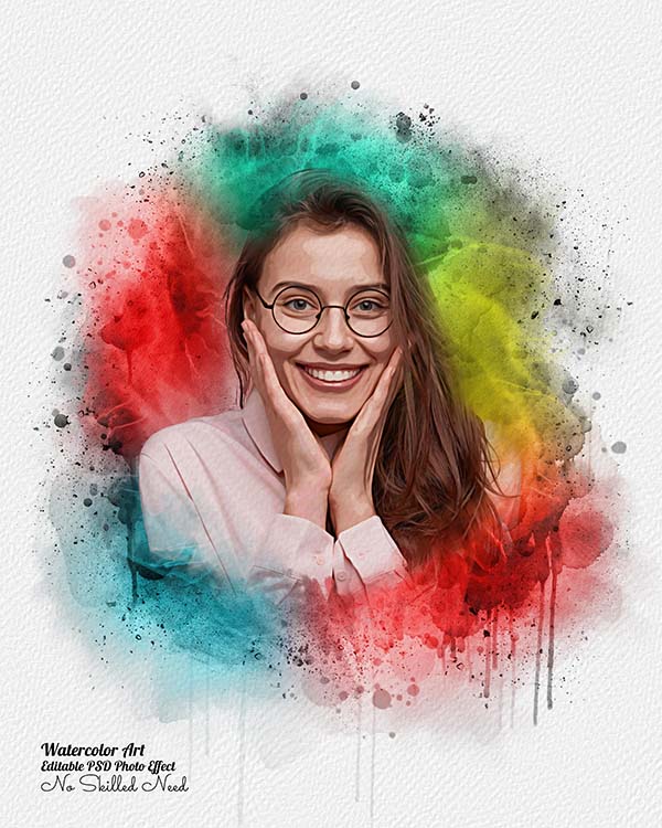 Woman with glasses and a colorful background.