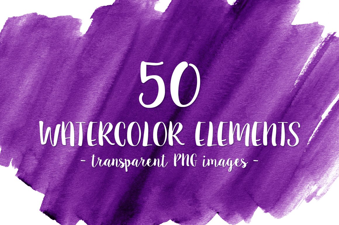 50 Purple Watercolor Shapes cover image.