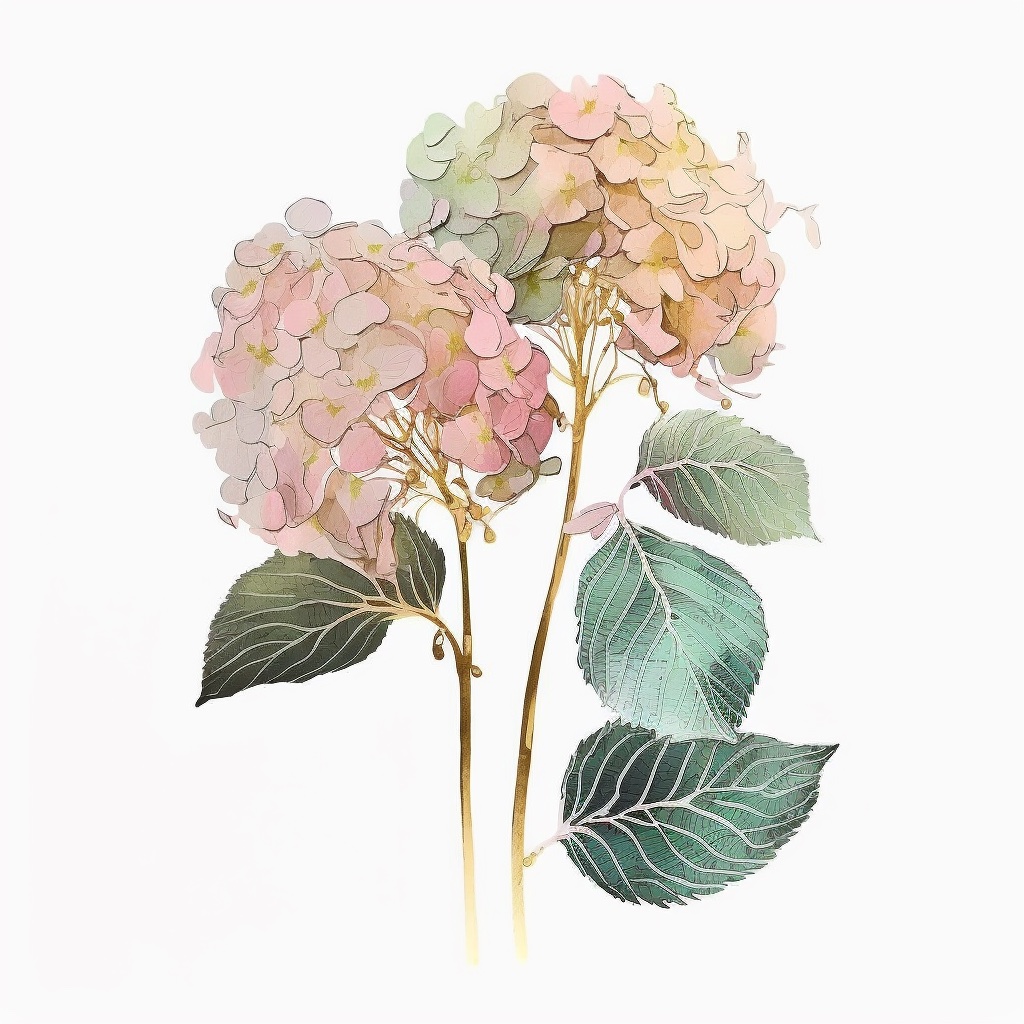 Watercolor painting of pink and green flowers by Louise Abbéma.
