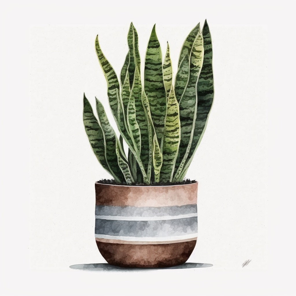 Painting of a potted plant on a white background.