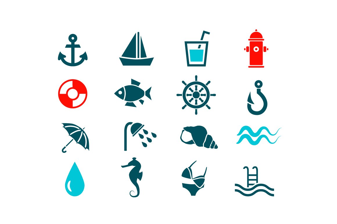 WATER - vector icons preview image.