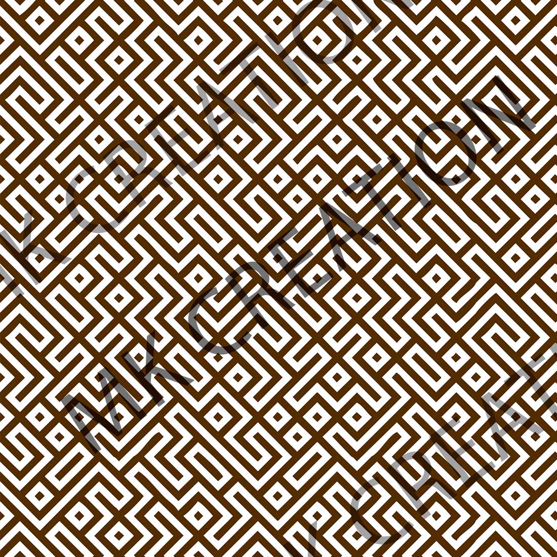 Brown and white background with a maze pattern.