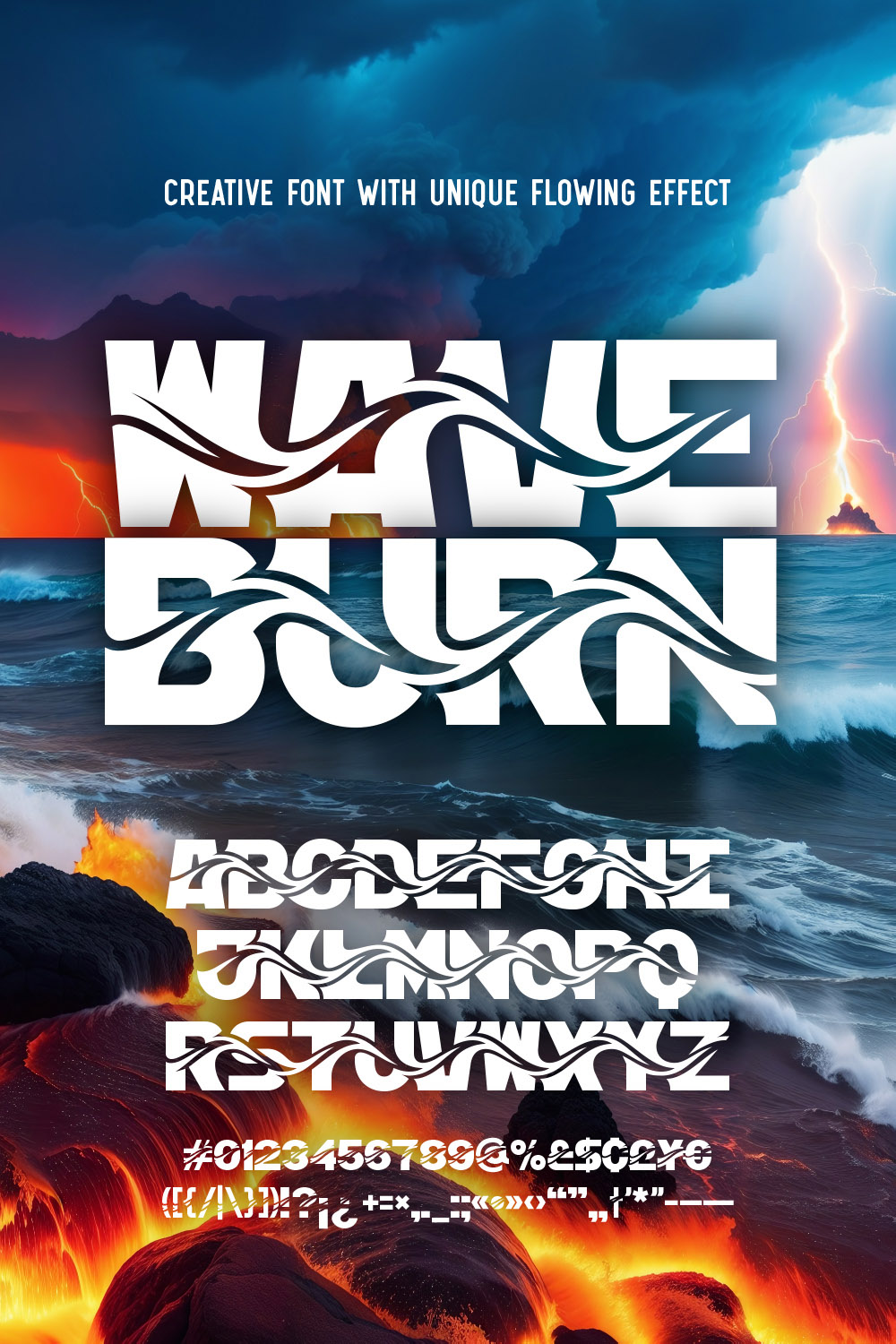 Wave Burn - Creative Font pinterest preview image.