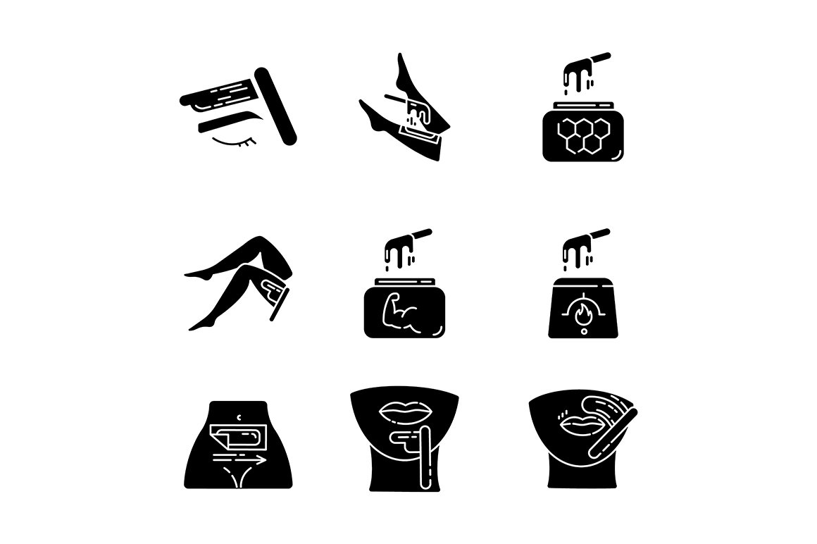 Waxing glyph icons set cover image.
