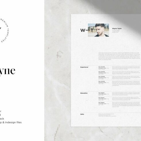 Wayne | CV / resume template cover image.