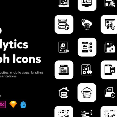 Web Analytics Solid Icons Pack cover image.