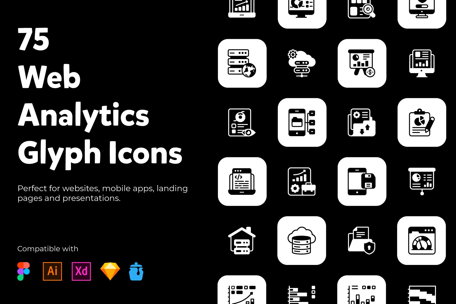 Web Analytics Solid Icons Pack cover image.