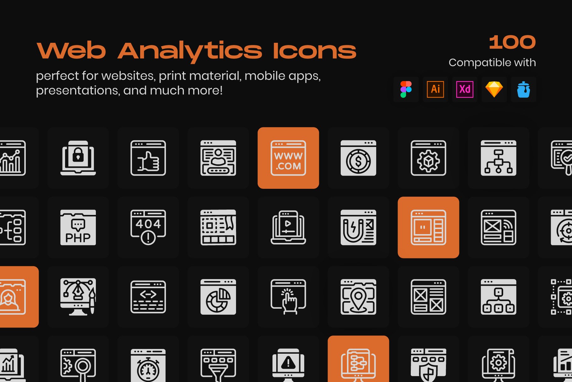 Web Development Linear Icons Pack cover image.