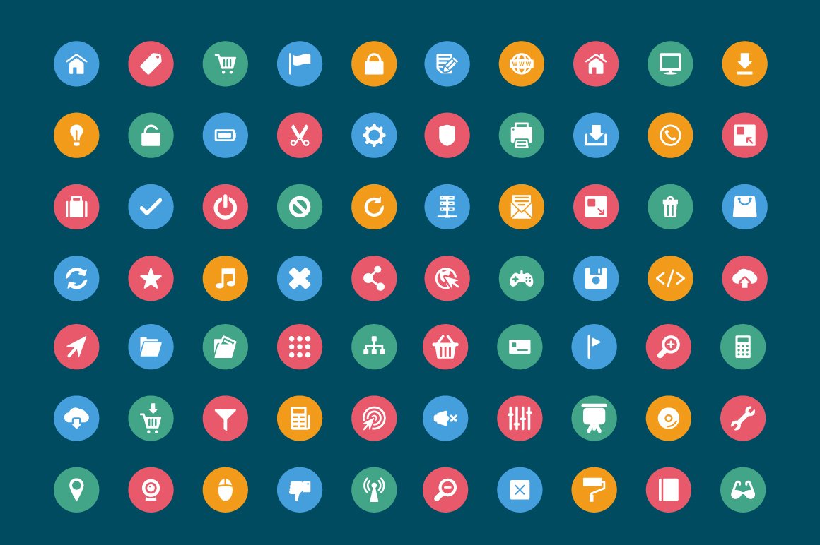 150+ Web and Mobile Vector Icons preview image.