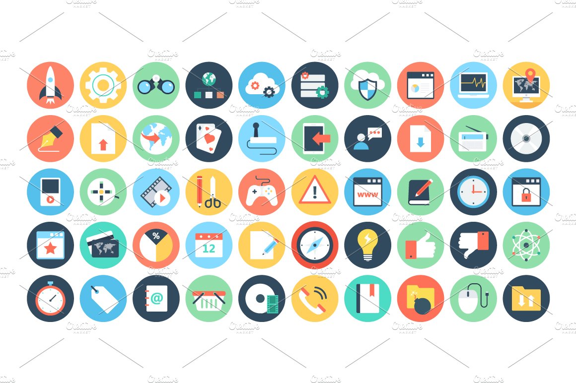 100+ Flat Web and Networking Icons preview image.