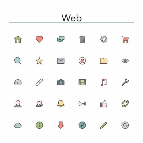 Web Colored Line Icons cover image.