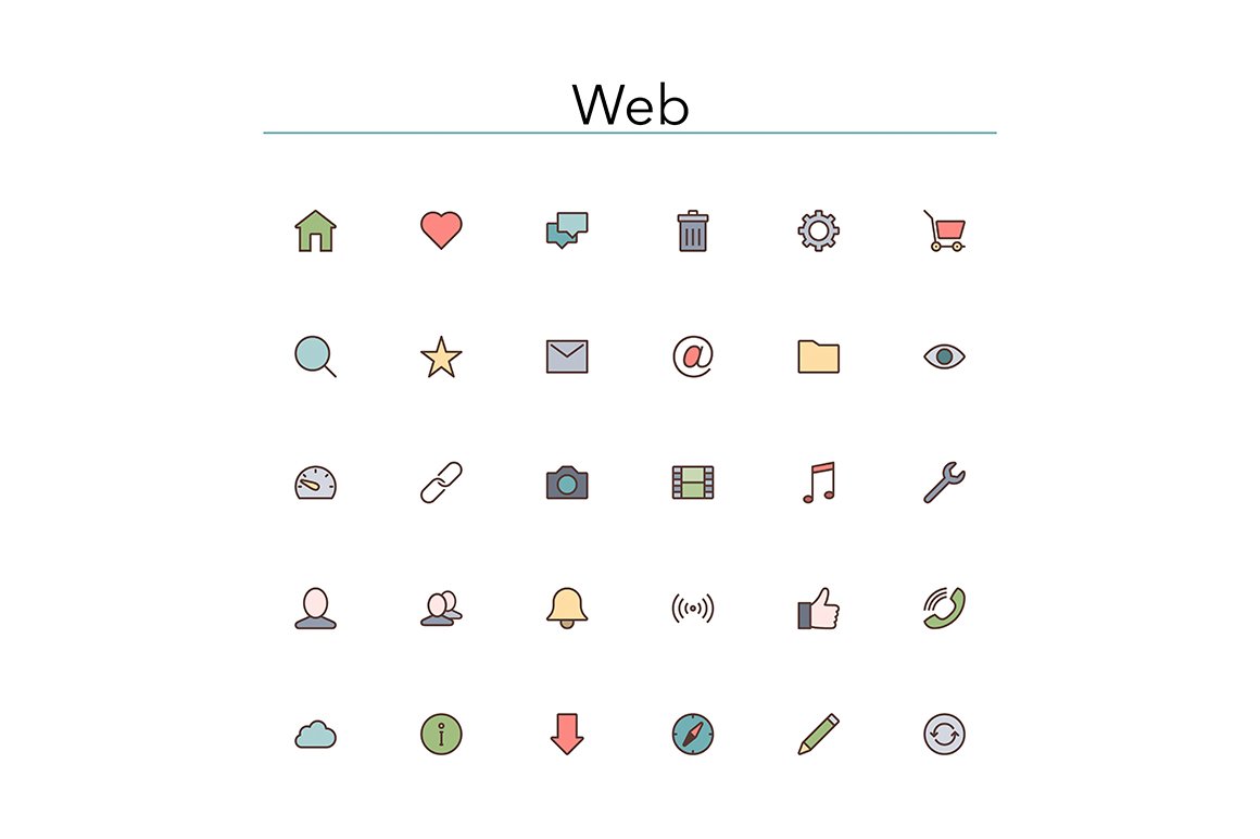 Web Colored Line Icons cover image.