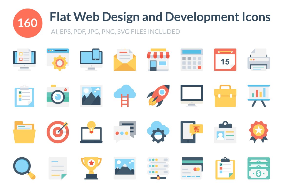 Flat Web Design and Development Icon cover image.