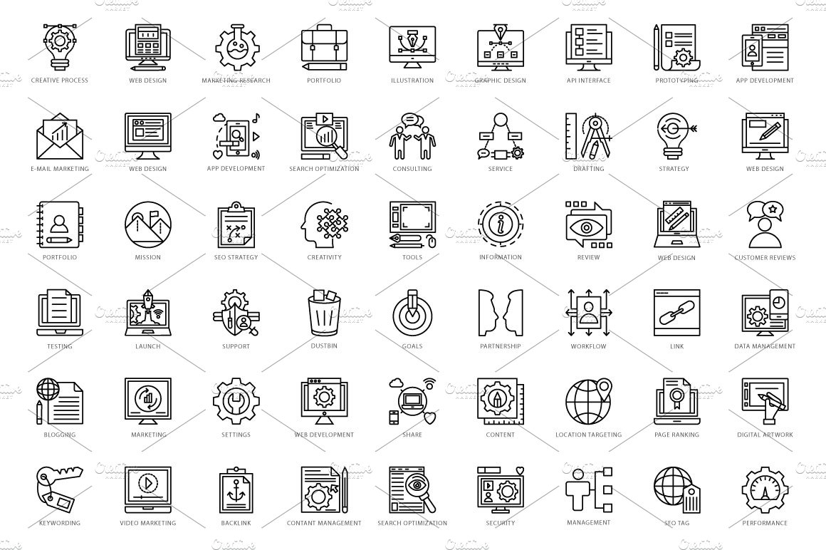 432 Web Line Icons preview image.