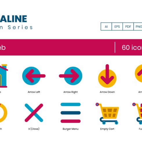 60 Web Icons | Dualine Flat cover image.