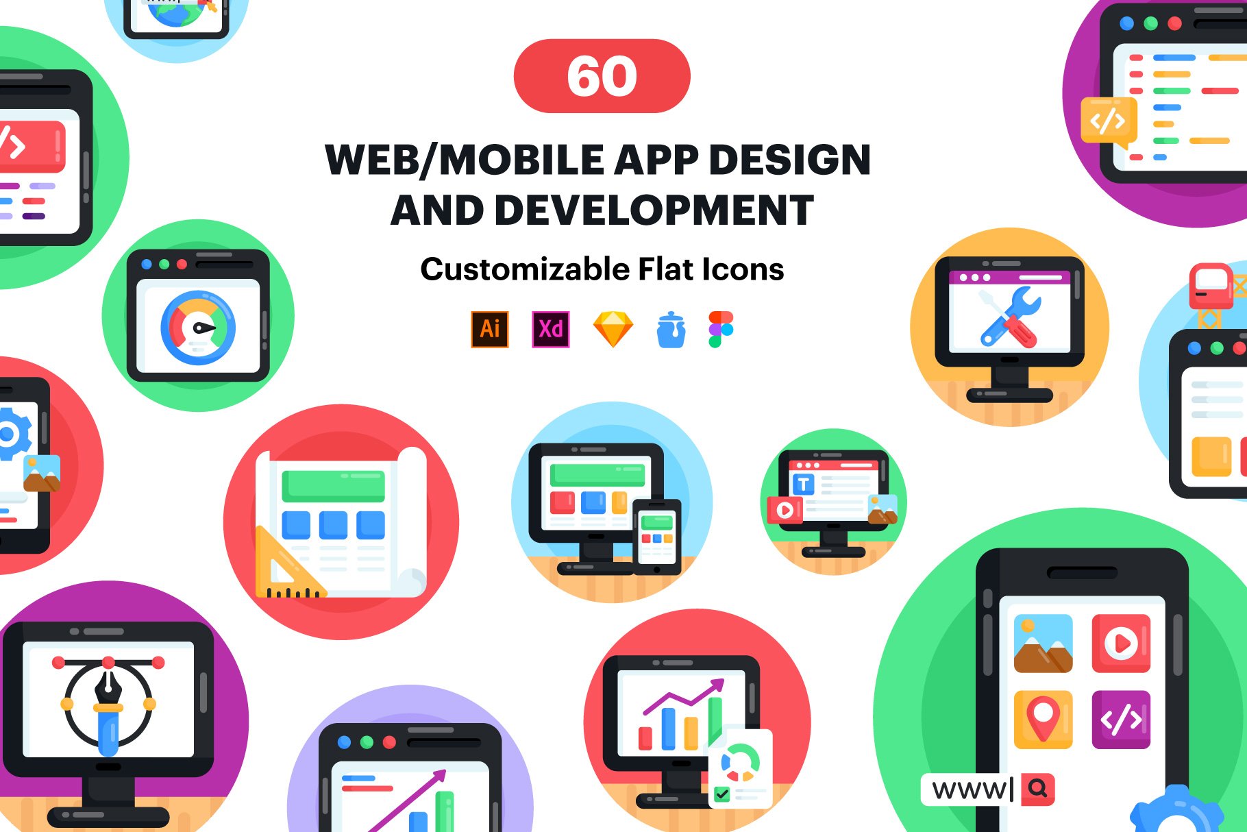 Web/Mobile App Design - 60 Vector cover image.