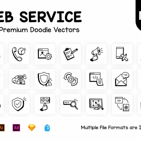 Hand Drawn Web Services Icons cover image.
